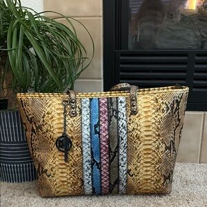 NWT Badgley Mischa Vegan Leather Snake Print Tote Bag